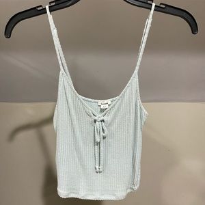 teal crop top tank top with tie front